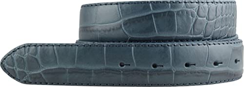 BELTINGER Wechselgürtel mit Krokoprägung ohne Schnalle 3,5 cm | Druckknopf-Gürtel für Damen Herren 35mm Kroko-Optik | Kroko-Muster | Jeansblau 85cm von BELTINGER