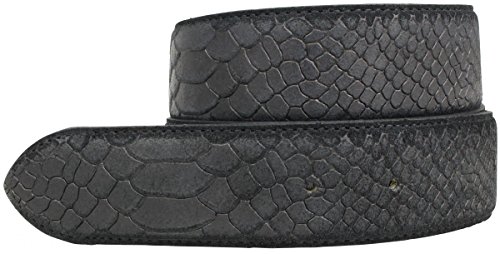 BELTINGER Wechselgürtel mit Pythonprägung mit Druckknöpfen 4 cm | Druckknopf-Gürtel für Damen Herren 40mm | Leder-Gürtel ohne Schnalle Schlangen-Optik | Schwarz 110cm von BELTINGER