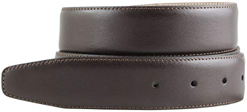 Wechselgürtel mit weichem Kalbsverlours-Futter 3,5 cm ohne Schließe | Bombierter Business-Gürtel für Herren 35mm | Braun 80cm von BELTINGER