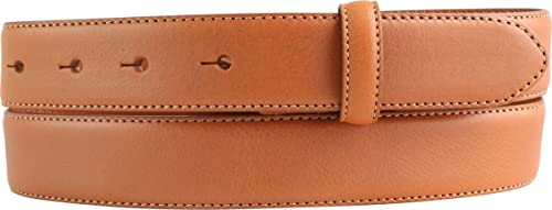 Gürtel aus Vollrindleder mit Naht 3 cm ohne Schnalle | Weicher Ledergürtel für Damen Herren 30mm | Bombierter Anzug-Gürtel mit feiner Struktur | Tabac 125cm von BELTINGER