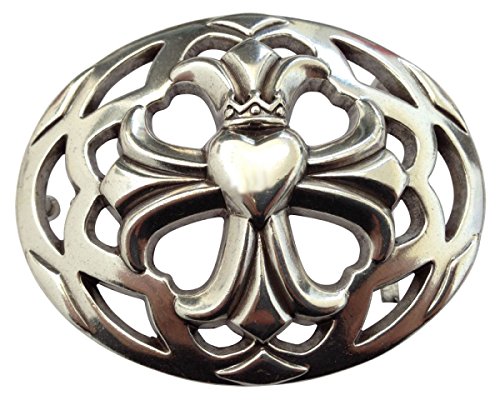 Gürtelschnalle Four Hearts for a Kingdom 4,0 cm | Buckle Gürtelschließe 40mm Massiv | LARP- und Mittelalter-Outfit | Silber von BELTINGER