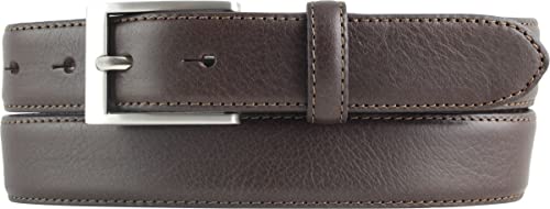 Hochwertiger Anzuggürtel aus Vollrindleder 3 cm | Bombierter Ledergürtel Herren 30mm Made in Italy | Business-Gürtel | Braun 95cm von BELTINGER