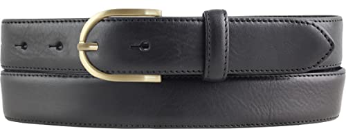 Hochwertiger Damengürtel aus Vollrindleder mit goldener Gürtelschließe 3,0 cm | Bombierter Ledergürtel Damen 30mm | Damen-Gürtel made in Italy | Schwarz 80cm von BELTINGER