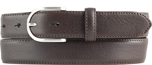 Hochwertiger Damengürtel aus Vollrindleder mit runder Gürtelschließe 3,0 cm | Bombierter Ledergürtel Damen 30mm | Damen-Gürtel made in Italy | Braun 95cm von BELTINGER