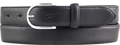 Hochwertiger Damengürtel aus Vollrindleder mit runder Gürtelschließe 3,0 cm | Bombierter Ledergürtel Damen 30mm | Damen-Gürtel made in Italy | Schwarz 115cm von BELTINGER