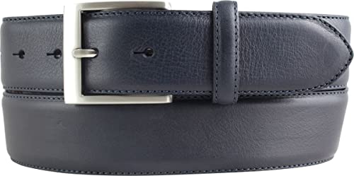 Hochwertiger Jeansgürtel aus Vollrindleder 4,0 cm | Bombierter Ledergürtel Herren 40mm | Jeans-Gürtel mit Edelstahl-Gürtelschnalle made in Italy | Marine 120cm von BELTINGER
