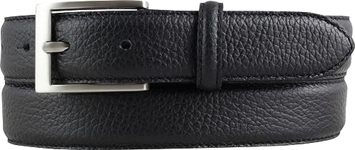 Italienischer Anzug-Gürtel, 30 mm breit, Herren, Anzuggürtel, Hosengürtel, strukturiertes Leder, Schließe Silber | Schwarz 115cm von BELTINGER