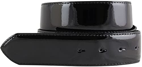 Lack-Gürtel aus Leder ohne Gürtelschnalle 4 cm | Glänzender Ledergürtel 40mm Herren Damen | Eleganter Gürtel | Schwarz 95cm von BELTINGER
