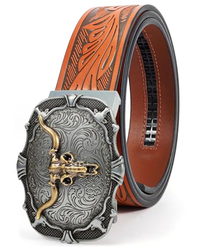 BELTROAD Herren Automatik Ratsche Westerngürtel Leder Cowboy Gürtel für Männer mit Automatik Western Gürtel Herren für Jeans Weihnachtsgeschenke von BELTROAD