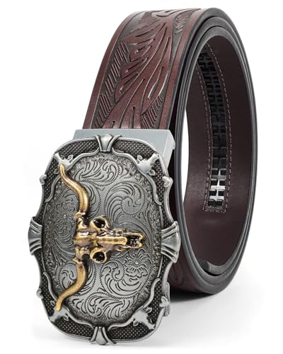 BELTROAD Herren Automatik Ratsche Westerngürtel Leder Cowboy Gürtel für Männer mit Automatik Western Gürtel Herren für Jeans Weihnachtsgeschenke von BELTROAD