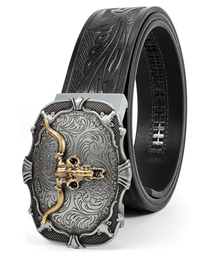 BELTROAD Herren Automatik Ratsche Westerngürtel Leder Cowboy Gürtel für Männer mit Automatik Western Gürtel Herren für Jeans Weihnachtsgeschenke von BELTROAD