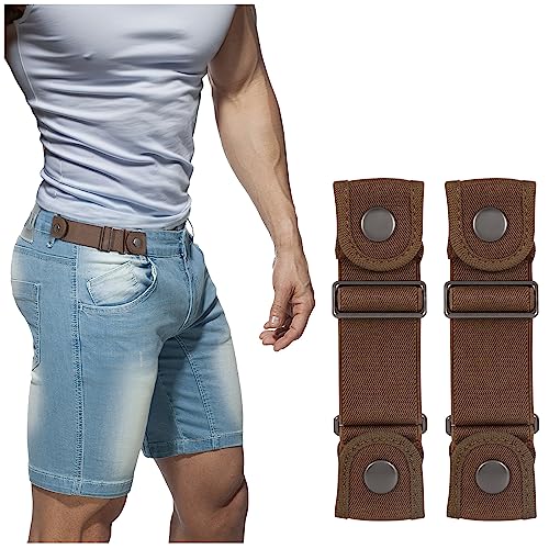BELTROAD Gürtel ohne Schnalle für Herren Damen, Elastischer Stretchgürtel Unsichtbarer Ohne Löcher Gürtel für Herren Damen, 2 x Kaffee, Fit 2 loop distance 21-30 cm von BELTROAD