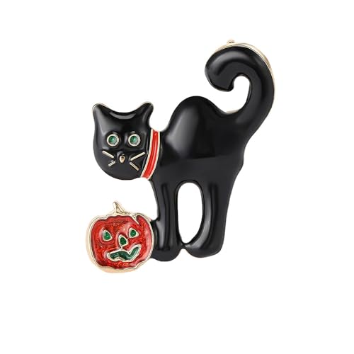 Emaille schwarze Katze Brosche Pins Halloween Katze Kürbis Brosche Anstecknadel für Frauen Niedlicher Tierschmuck, Zink, Kein Edelstein Emaille schwarze Katze Brosche Pins Halloween Katze Kürbis Brosche Anstecknadel für Frauen Niedlicher Tierschmuck, Zink, Kein Edelstein von BELUCKIN
