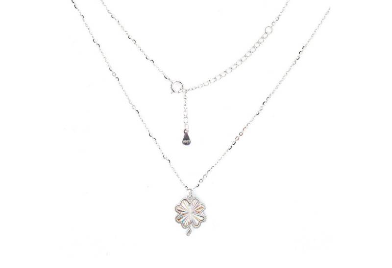 Golders Silberkette Damen Collier 925 Sterlingsilber (mit einem Kleeblattanhänger mit Diamantschliff, 2-tlg., Federringverschluss), Elegante Halskette 45cm Kettenlänge Silber Perfektes Schmuck Geschenk von Golders