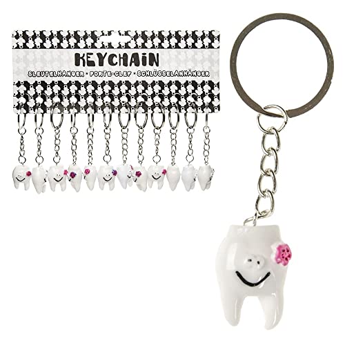 BEMIRO Zahn Schlüsselanhänger mit Smiley Motiv - ca. 3 cm, Schlüsselanhänger Kinder, Mitbringsel Idee, Mitgebsel Kindergeburtstag, Key Chains, Schlűsselanhänger, Key Chain, Schluesselanhaenger von BEMIRO