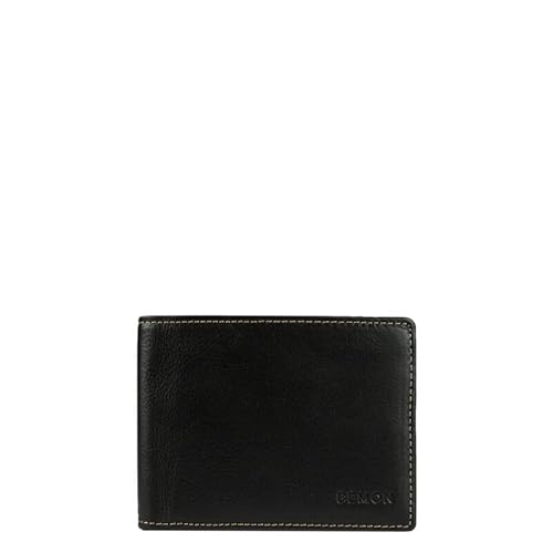 BEMON Geldbörse aus Dino Leder, Schwarz , H 9,5 x L 12,5 x P 1,5 cm, Klassisch von BEMON