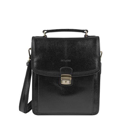 BEMON Nino Herren-Ledertasche, Hand- oder Umhängetasche, Schwarz , Hauteur 28cm von BEMON