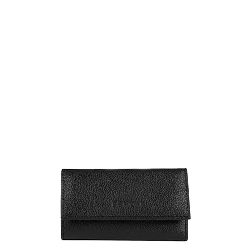 BEMON Schlüsselanhänger aus Rindsleder, 6,5 x 11 x 1,5 cm, 6 Befestigungen, Ring zum Aufhängen, Schwarz , 11 x 6.5 x 1.5 cm von BEMON