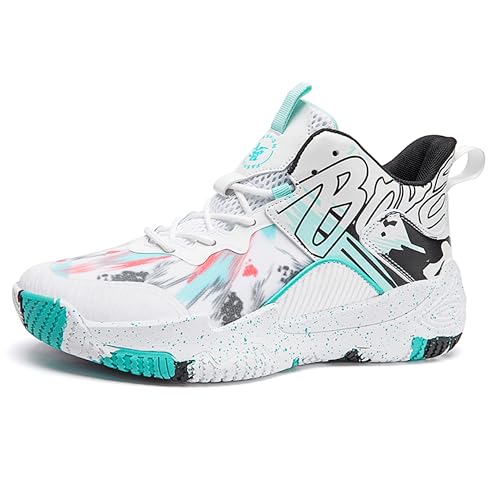 Herren Basketballschuhe Anti-Rutsch und Verschleißfeste Sohlen Laufschuhe Graffiti Design Mode Sportschuhe, Green3, 10.5 Women/9.5 Men von BEMYGREENBAG