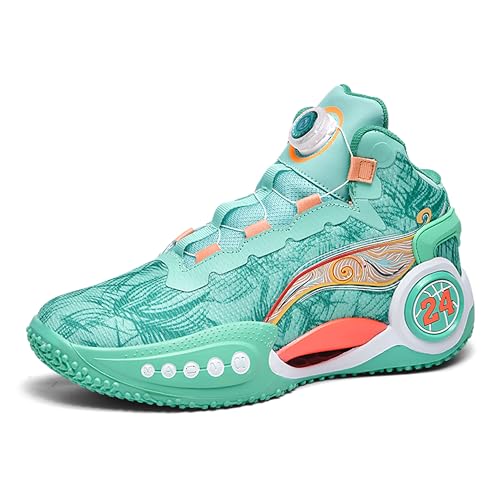 Herren Basketballschuhe Anti-Rutsch und Verschleißfeste Sohlen Laufschuhe Graffiti Design Mode Sportschuhe, Grün , 12 Women/11 Men von BEMYGREENBAG