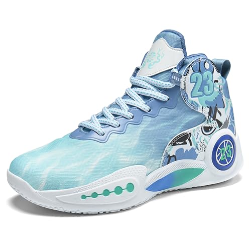Herren Basketballschuhe Anti-Rutsch und Verschleißfeste Sohlen Laufschuhe Graffiti Design Mode Sportschuhe, Grün 1, 8.5 Women/7.5 Men von BEMYGREENBAG
