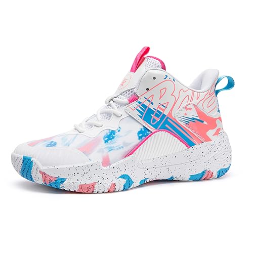 Herren Basketballschuhe Anti-Rutsch und Verschleißfeste Sohlen Laufschuhe Graffiti Design Mode Sportschuhe, Pink, 11.5 Women/10.5 Men von BEMYGREENBAG