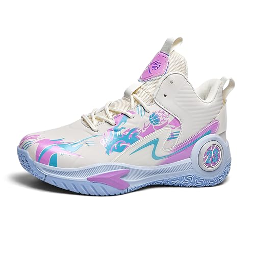 Herren Basketballschuhe Anti-Rutsch und Verschleißfeste Sohlen Laufschuhe Graffiti Design Mode Sportschuhe, Violett, 8.5 Women/7.5 Men von BEMYGREENBAG