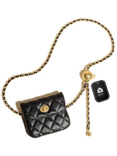 BEMYLV Leder Kette Gürtel Tasche für Frauen Crossbody Taille Geldbörse Fanny Pack Mode Mini Handtasche Abnehmbare, Mini Schwarz, small Purse (47in Chain), Kette Gürtel Geldbörse von BEMYLV