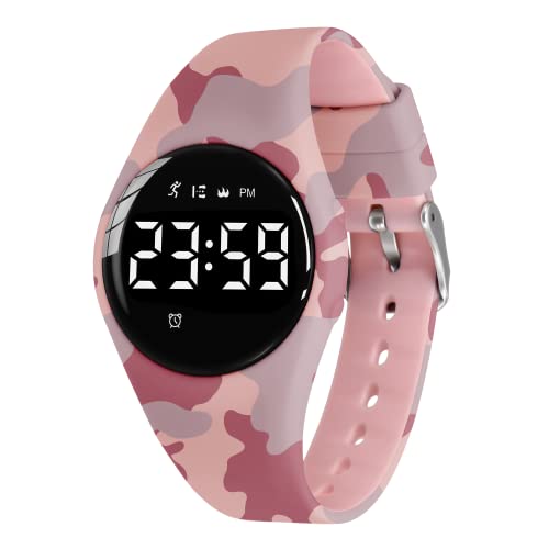 BEN NEVIS Digital Kinderuhr Mädchen-Sports Outdoor Wasserdicht Armbanduhr mit LED-Licht,Wecker,Stoppuhr,Datum,Fitness Tracker Uhr mit Schrittzähler,Distanz-Silikon Armband Armyrisch von BEN NEVIS