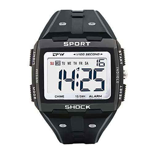 BEN NEVIS Digital Uhr Herren-Sports Wasserdicht Eckig Armbanduhr mit Wecker,LED-Licht,Stoppuhr,Datum,Silikon Armband von BEN NEVIS