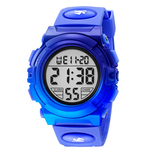 BEN NEVIS Digital Uhren für Kinder Jungen - 50 M Wasserdicht Sports Outdoor Digitaluhr Kinder Silikon Armbanduhr mit Wecker/Stoppuhr/LED-Licht/Stoßfest/Datum,Elektronische Kinderuhren Blau von BEN NEVIS