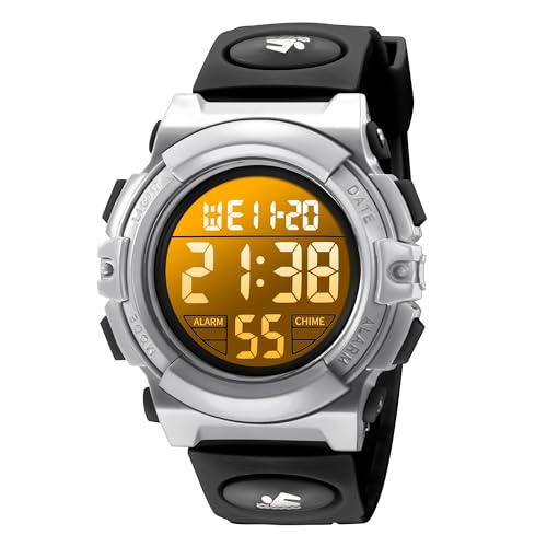 BEN NEVIS Digital Uhren für Kinder Jungen - 50 M Wasserdicht Sports Outdoor Digitaluhr Kinder Silikon Armbanduhr mit Wecker/Stoppuhr/LED-Licht/Stoßfest/Datum,Elektronische Kinderuhren Grau von BEN NEVIS