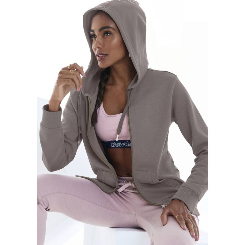 BENCH. LOUNGEWEAR Kapuzensweatjacke Damen taupe Gr.44/46 von BENCH. LOUNGEWEAR