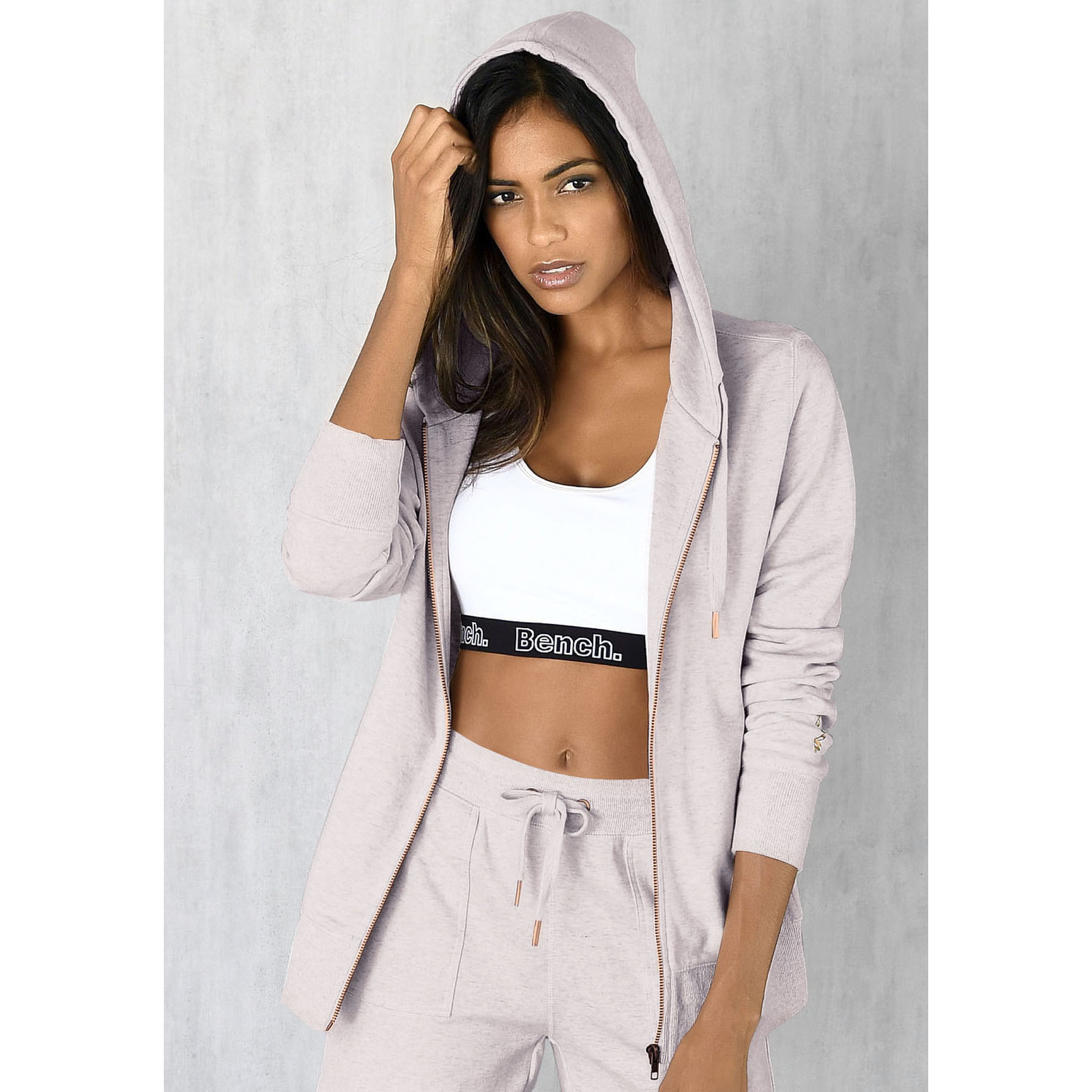 BENCH. LOUNGEWEAR Sweatjacke Damen beige-meliert Gr.52/54 von BENCH. LOUNGEWEAR
