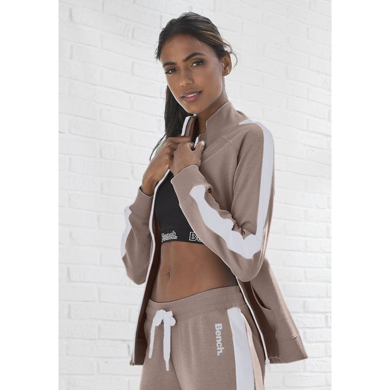 BENCH. LOUNGEWEAR Sweatjacke Damen beige-weiß Gr.44/46 von BENCH. LOUNGEWEAR