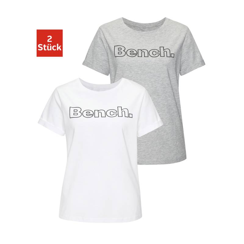 BENCH. LOUNGEWEAR T-Shirt Damen 1x grau melange, 1x weiß Gr.32/34 von BENCH. LOUNGEWEAR