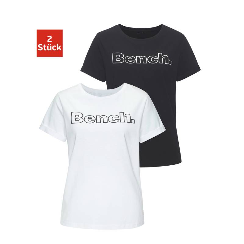 BENCH. LOUNGEWEAR T-Shirt Damen 1x weiß, 1x schwarz Gr.40/42 von BENCH. LOUNGEWEAR