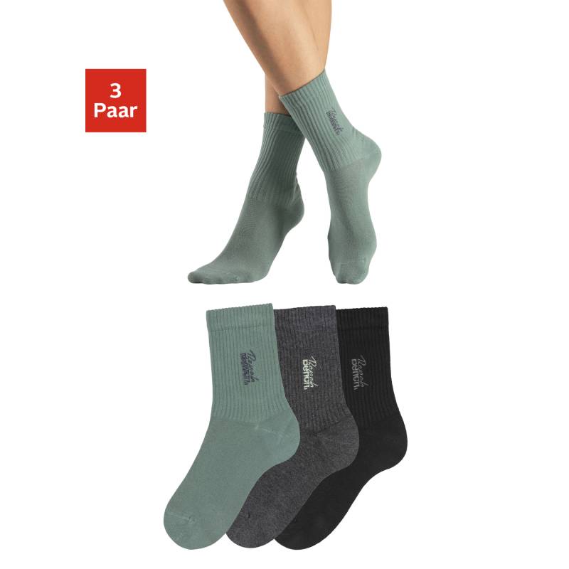 BENCH. Basicsocken Damen 1x schwarz, 1x anthrazit-meliert, 1x pistazie Gr.35-38 von BENCH.