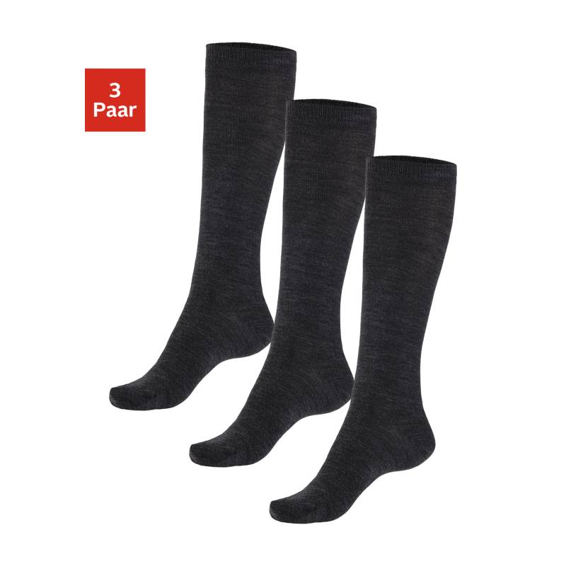 BENCH. Kniestrümpfe Damen 3x anthrazit Gr.39-42 von BENCH.