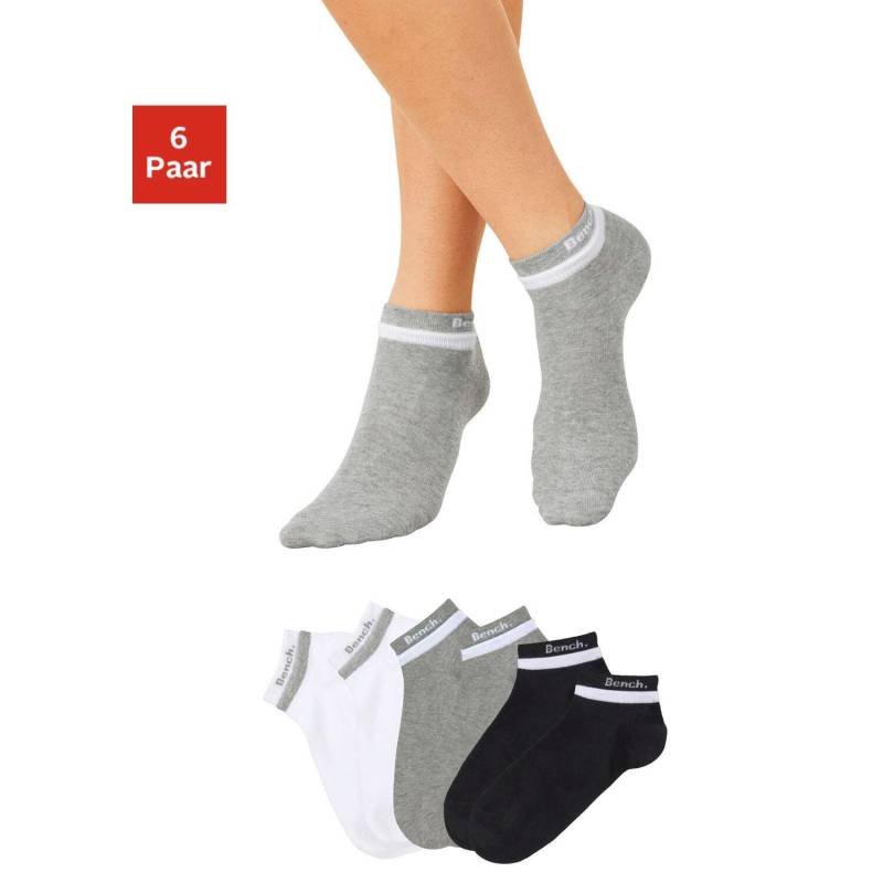 BENCH. Kurzsocken Damen weiß-schwarz-grau Gr.35-38 von BENCH.