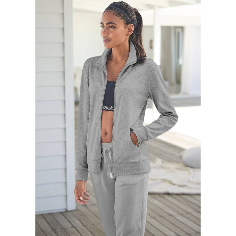 BENCH. LOUNGEWEAR Sweatjacke Damen hellgrau-melange Gr.44/46 von BENCH. LOUNGEWEAR