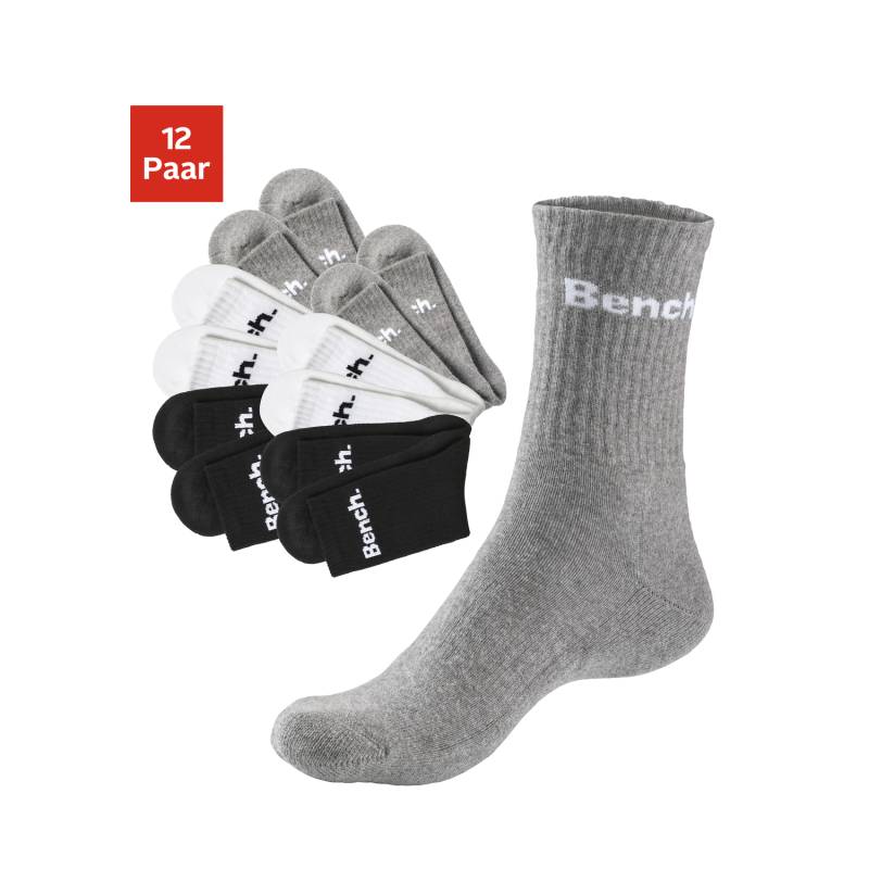 BENCH. Tennissocken Damen 4x schwarz, 4x weiß, 4x grau-meliert Gr.47-48 von BENCH.