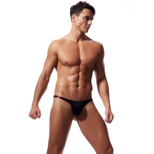 BENFLK Herren T-Rücken Kühle Eisseide Tanga String Thongs Slips Unterwäsche (Schwarz XL) von BENFLK