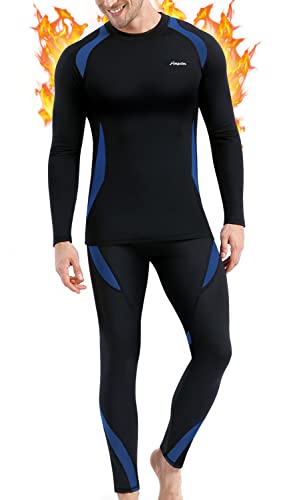 Thermounterwäsche Herren, Skiunterwäsche Winter Thermowäsche Set Funktionsunterwäsche Warm Weich Funktionswäsche atmungsaktiv Thermo Unterwäsche Thermounterhemd Thermounterhose für Männer Blau L von BENNALD