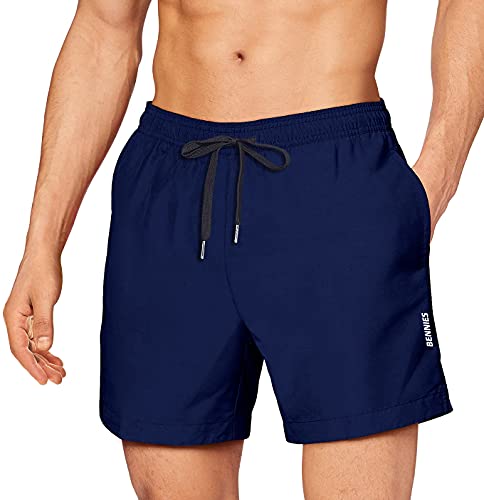 BENNIES Badehose Herren Badeshorts Männer Bademode Boardshorts Schnelltrocknend Kurz Hose Schwimmhose mit Drawstring Strandhose Swim Shorts Surfen Wassersport Freizeit Reisen Summer Blau 3XL von BENNIES