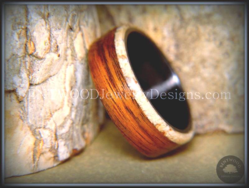 Bentwood Ring - Palisander Strand Sand Rand Inlay Holz Auf Kohlefaserkern von BENTWOODJewelry