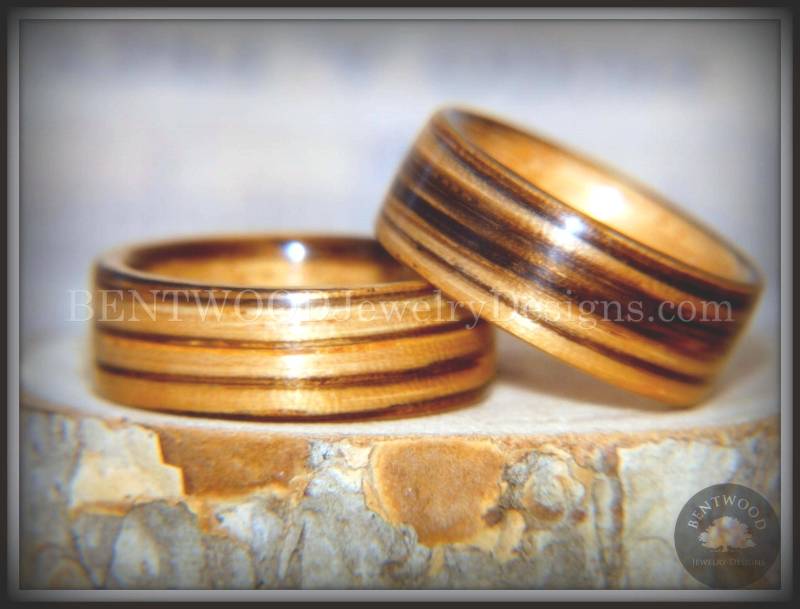 Bentwood Ringe - "Zebraholz Paar" Zebraholz Ring Set von BENTWOODJewelry