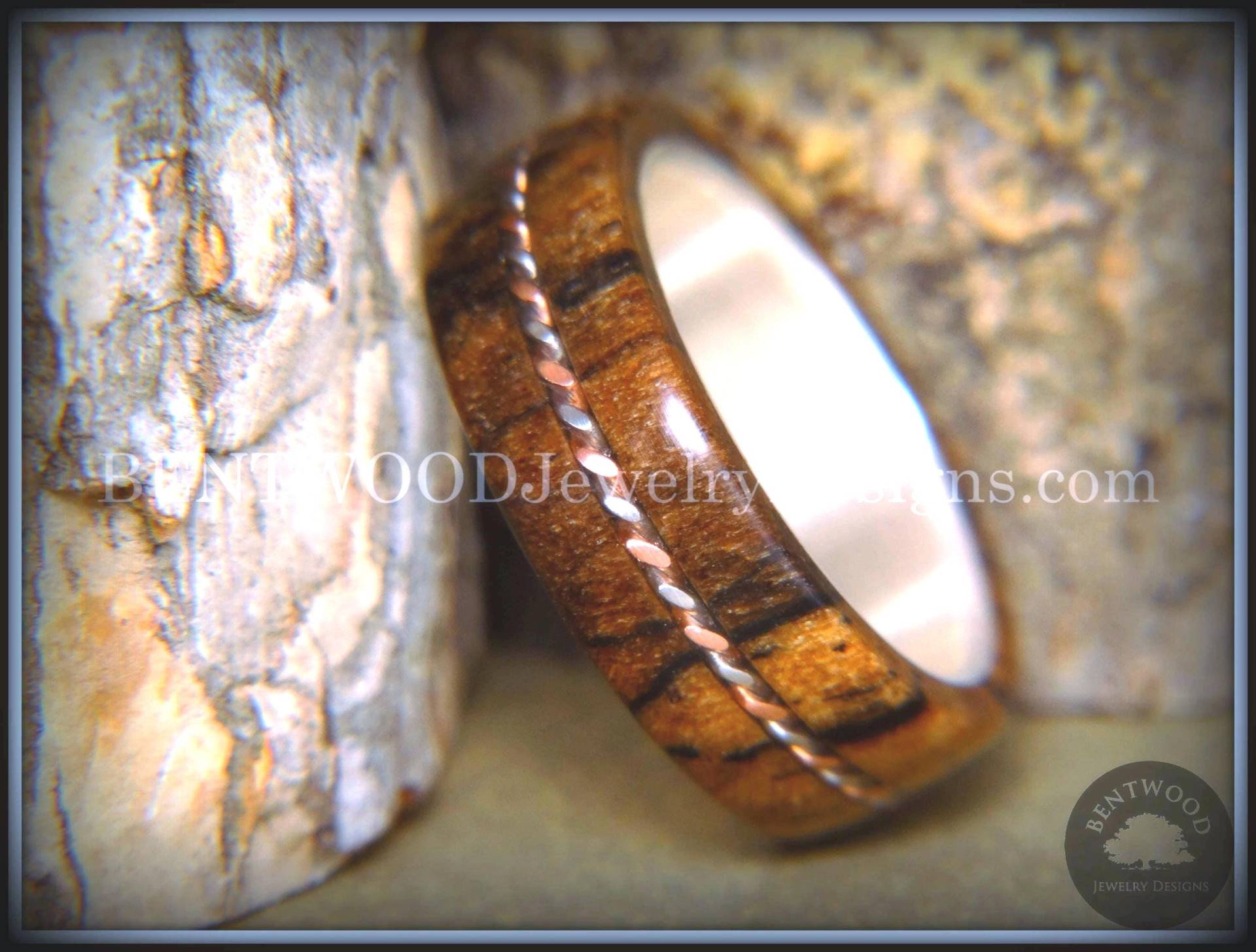 stammahorn-Bugholzring Silberkern Mit Kupferdraht von BENTWOODJewelry
