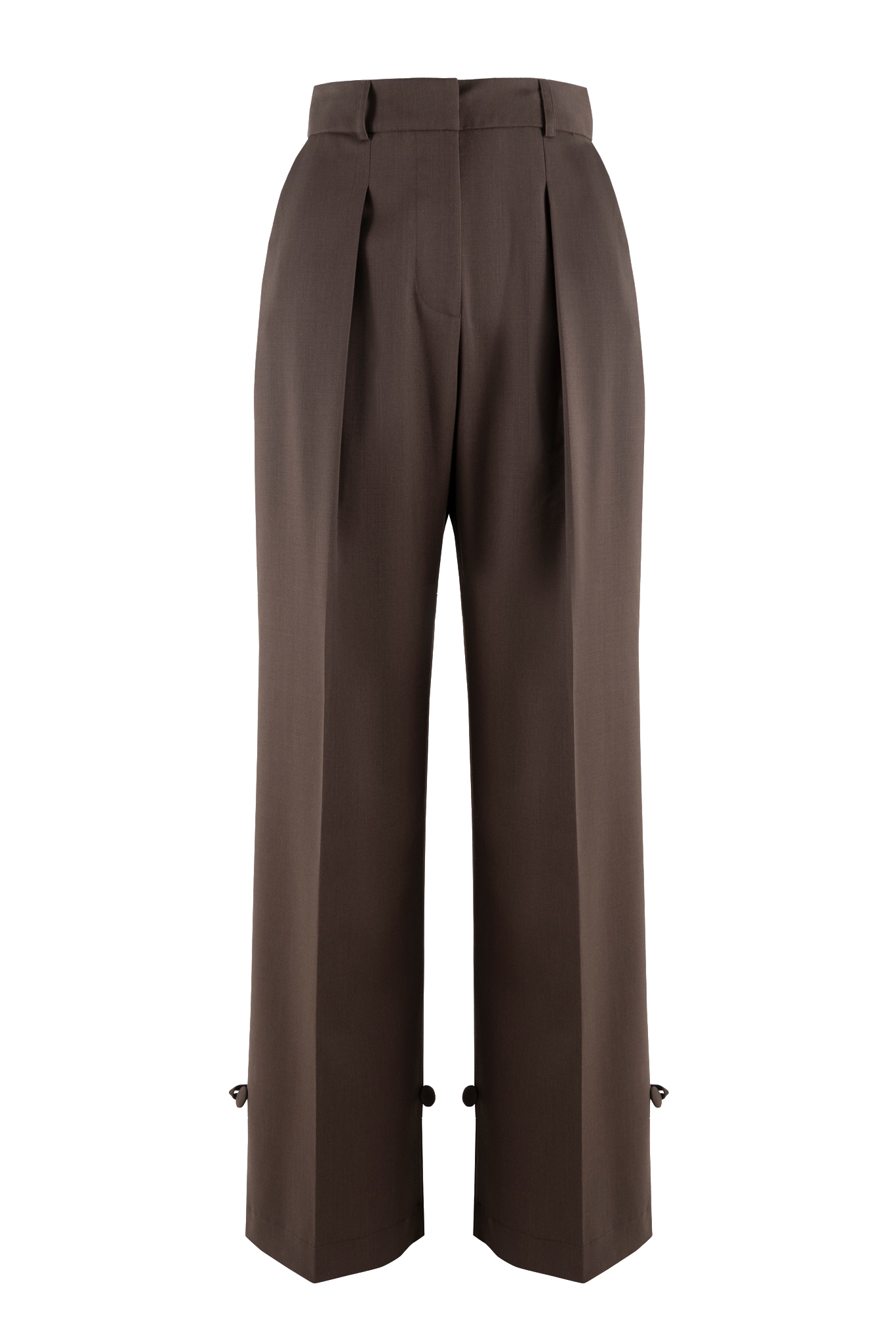 ELEGANT TROUSERS, FASTENED AT THE BOTTOM - Brown - S - BENU Studio - High waisted pants ELEGANT TROUSERS, FASTENED AT THE BOTTOM - Brown - S - BENU Studio - High waisted pants von BENU Studio