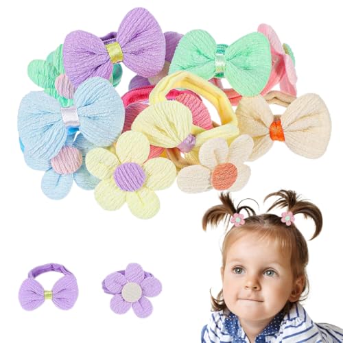 BEPSYOM 12 Stück Baby-Haargummis, Haarschleifen, weichem, nahtlosem Pferdeschwanzhalter für Kleinkinder, Babys, Mädchen Bunte von BEPSYOM